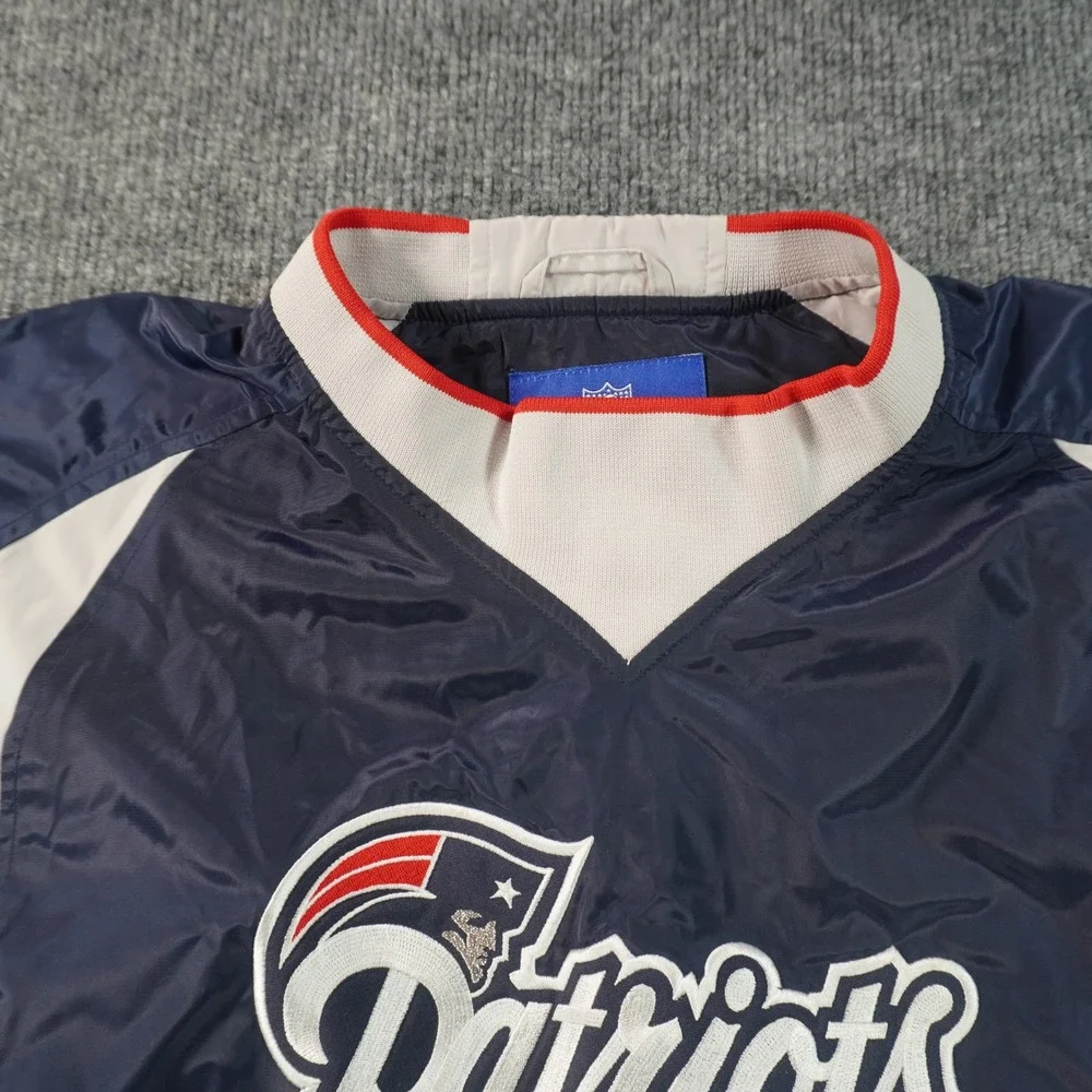 Reebok Windbreaker Pullover Mens Medium Blue New England Patriots NFL Side Zip